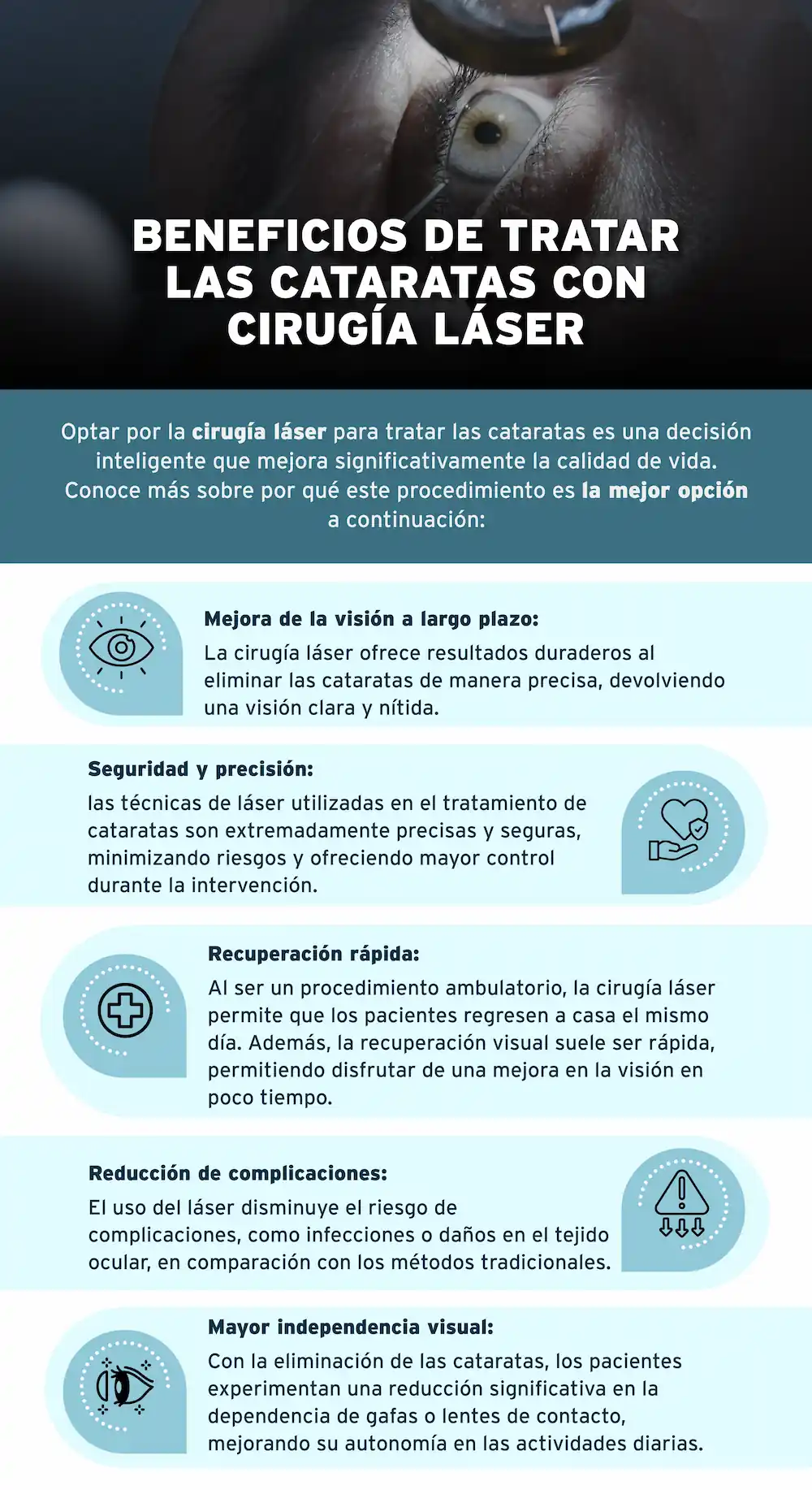 Beneficios de tratar las cataratas con cirugía láser